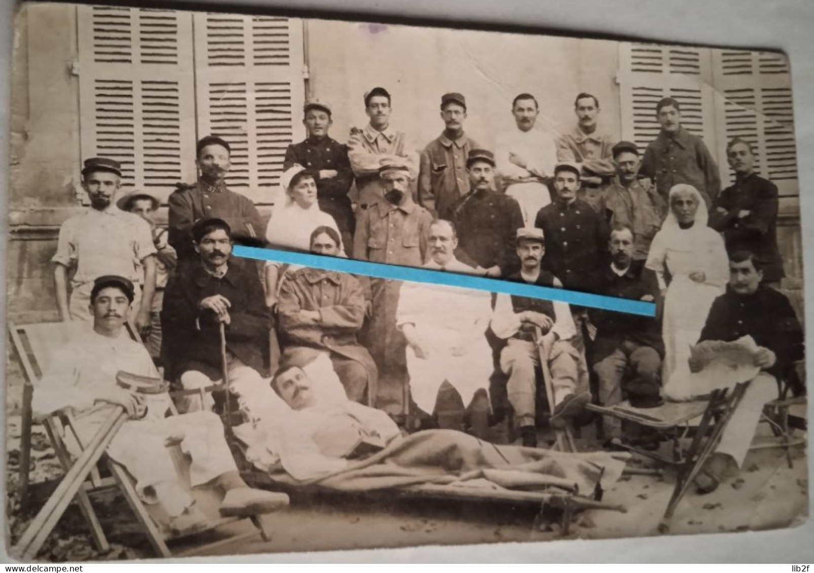 1915 Hôpital Convalescents Amputés Infirmières Croix Rouge Blessés Ww1 Poilu 14 18 Photo - Krieg, Militär