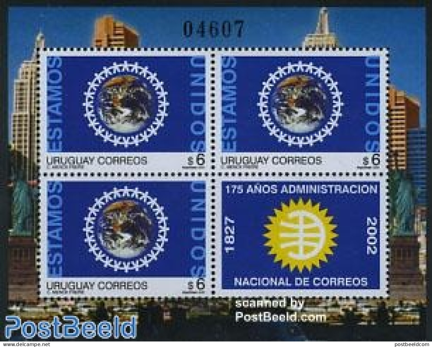 Uruguay 2002 Victims Of Terror 4v M/s, Mint NH - Uruguay