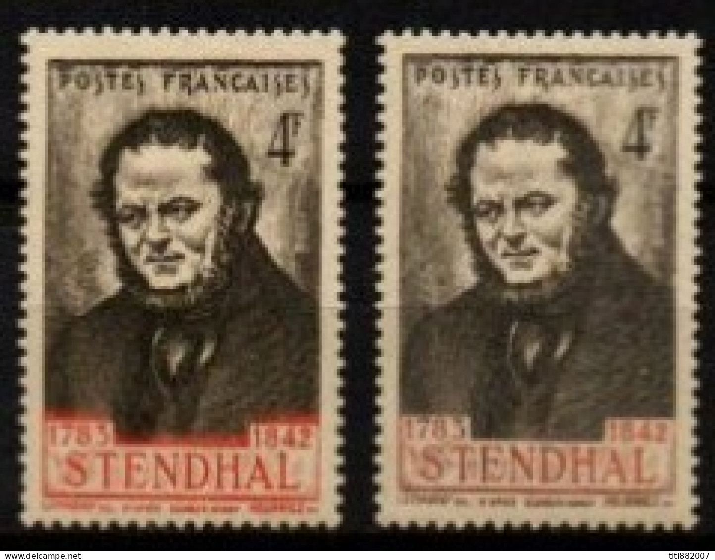 FRANCE    -   1942  .  Y&T N° 550 / 550b *.     Stendhal. - Neufs