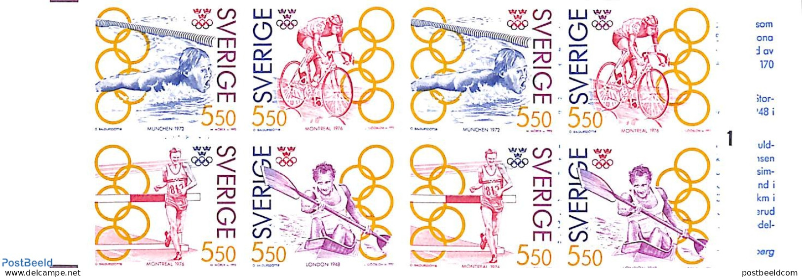 Sweden 1992 Olympic Games Booklet, Mint NH, Sport - Cycling - Olympic Games - Swimming - Stamp Booklets - Nuovi