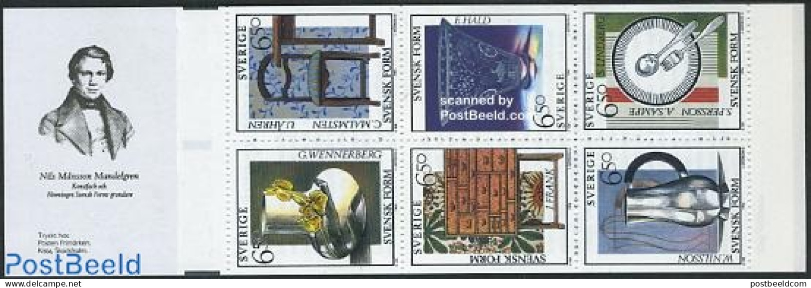 Sweden 1994 Swedish Design 6v In Booklet, Mint NH, Stamp Booklets - Art - Art & Antique Objects - Ceramics - Industria.. - Unused Stamps