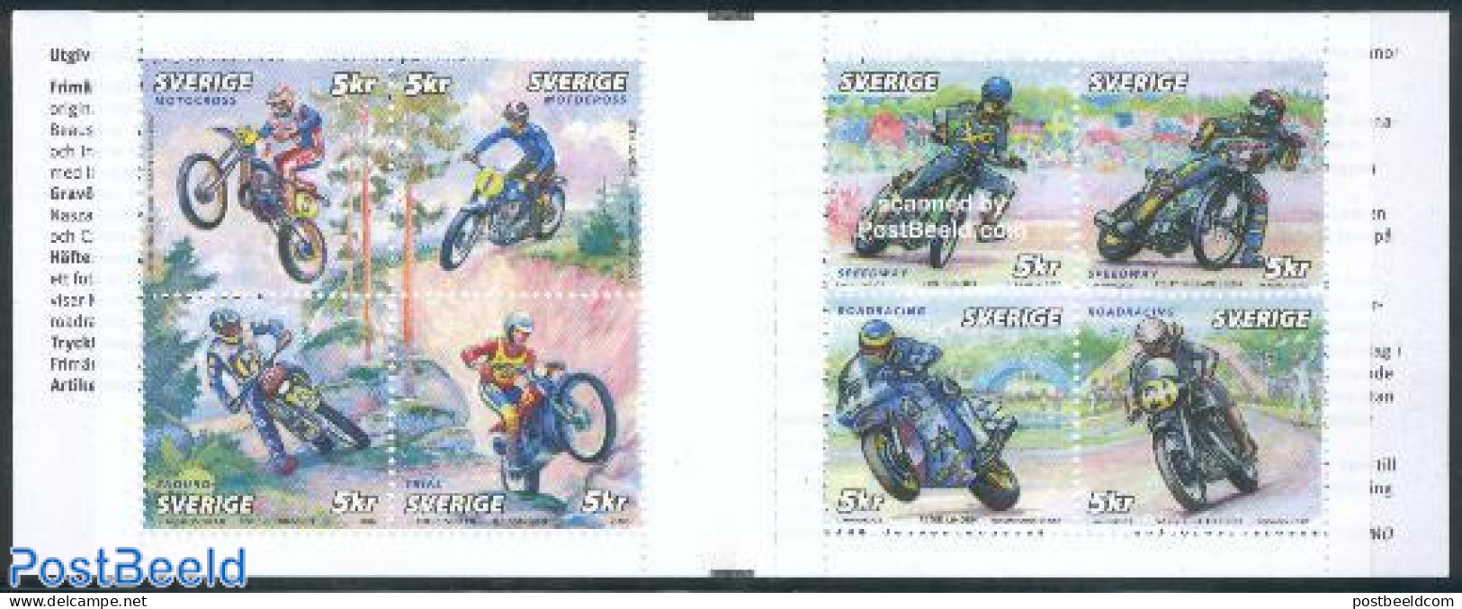 Sweden 2002 Motor Sports 8v In Booklet, Mint NH, Sport - Transport - Sport (other And Mixed) - Stamp Booklets - Motorc.. - Nuovi