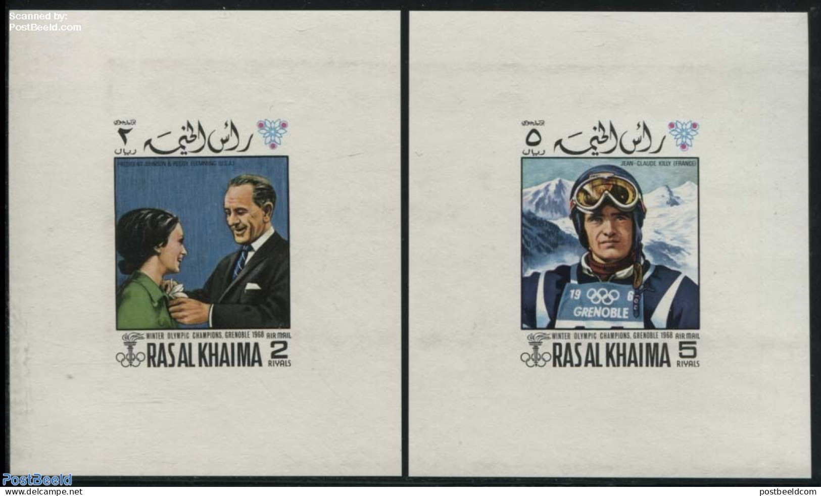 Ras Al-Khaimah 1969 Winter Olympics Winners 2 S/s Imperforated, Mint NH, Sport - Olympic Winter Games - Ras Al-Khaimah