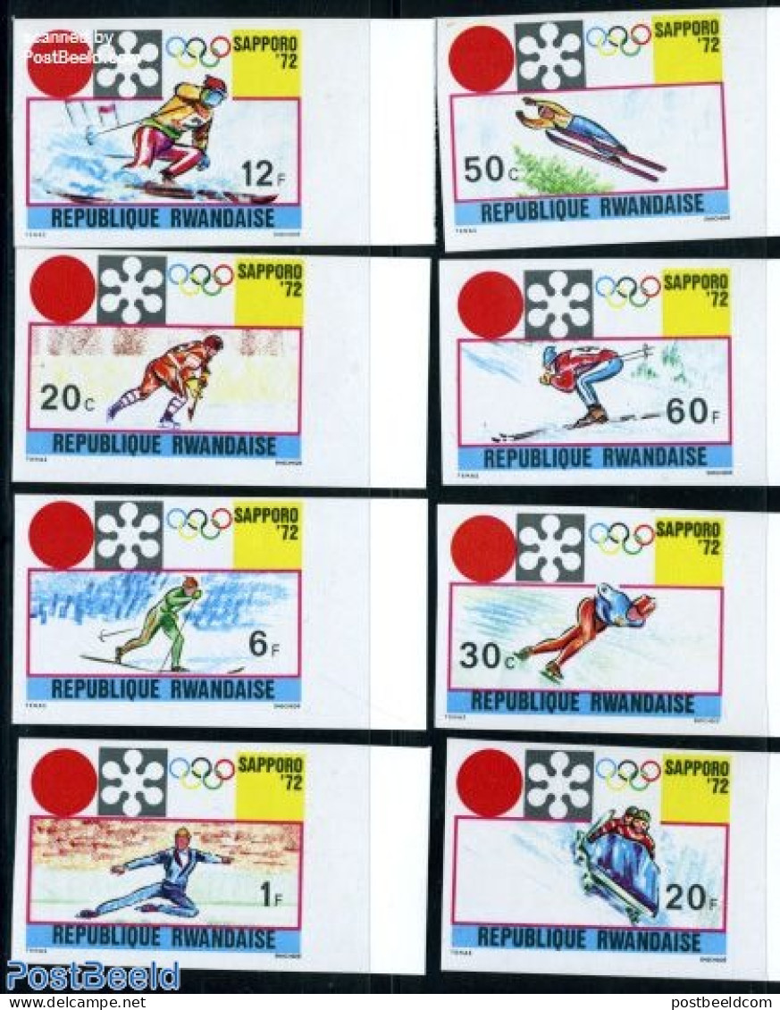 Rwanda 1972 Winter Olympic Games 8v Imperforated, Mint NH, Sport - (Bob) Sleigh Sports - Ice Hockey - Olympic Winter G.. - Hiver