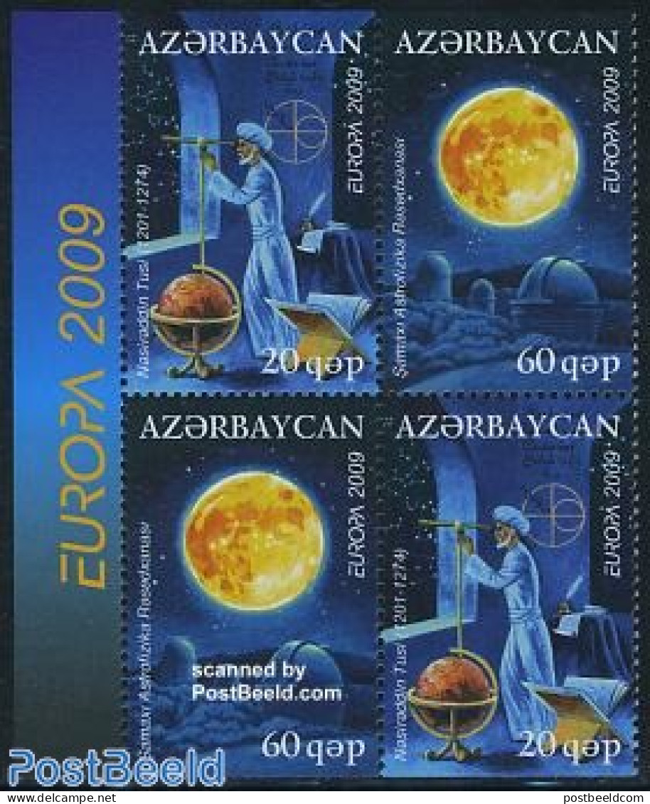 Azerbaijan 2009 Europa, Astronomy 4v From Booklet [+], Mint NH, History - Science - Europa (cept) - Astronomy - Astrología