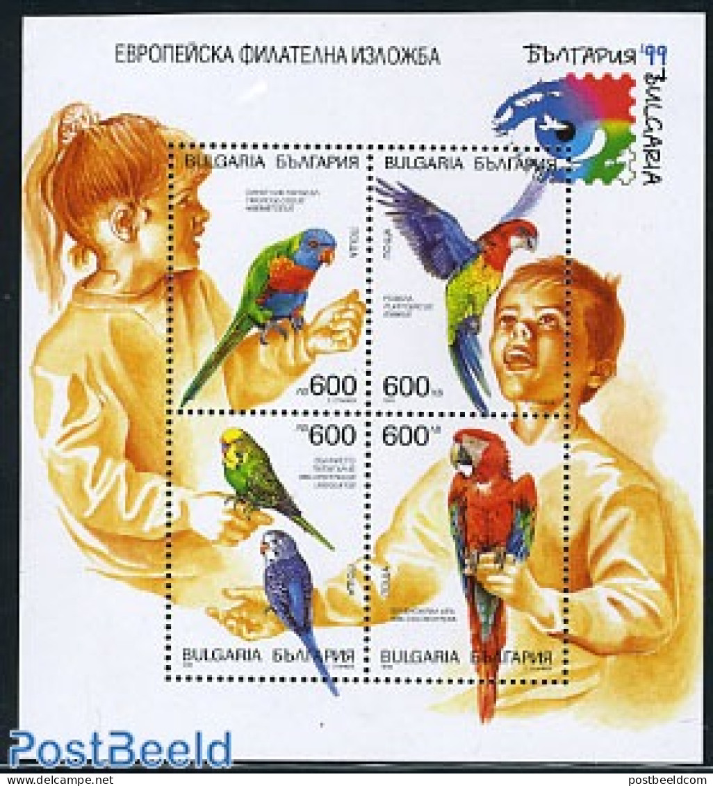 Bulgaria 1999 Parrots S/s, Mint NH, Nature - Birds - Parrots - Ongebruikt