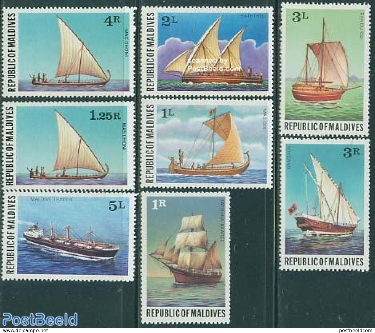 Maldives 1978 Ships 8v, Mint NH, Transport - Ships And Boats - Ships