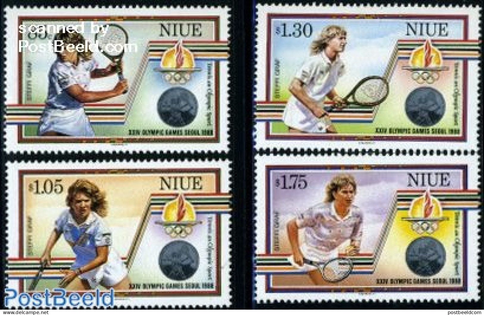 Niue 1987 Olympic Games 4v, Mint NH, Sport - Various - Olympic Games - Tennis - Money On Stamps - Tennis
