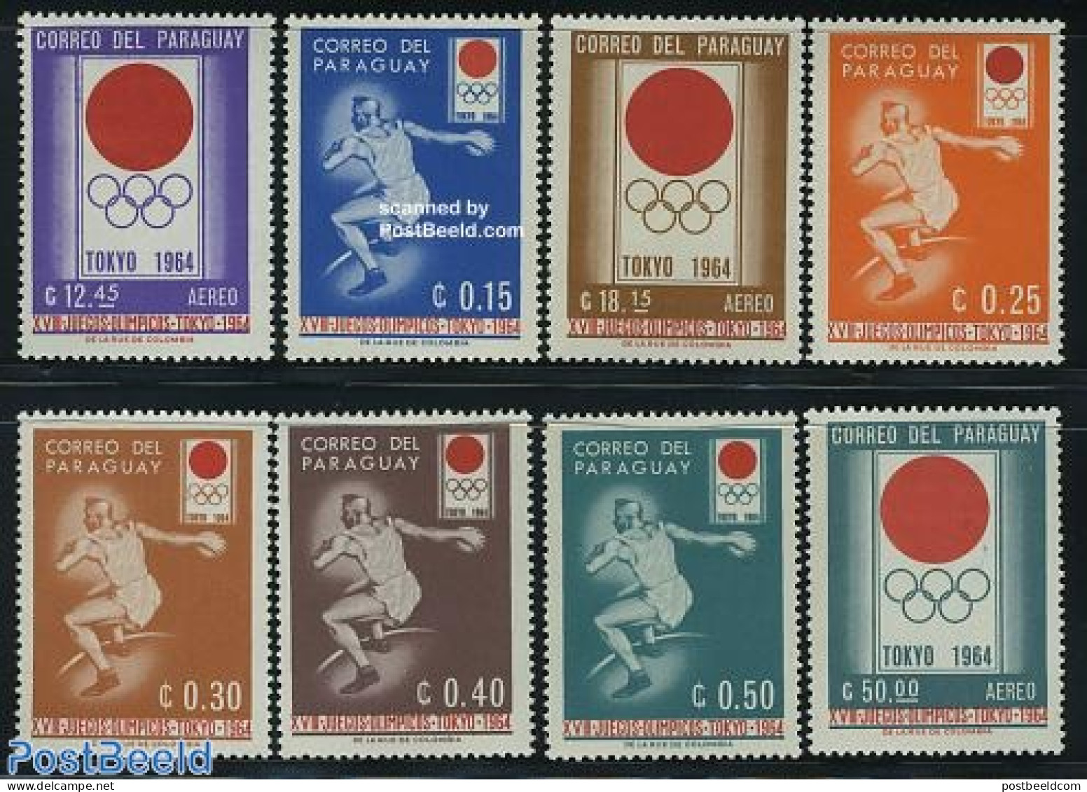 Paraguay 1964 Olympic Games 8v, Mint NH, Sport - Athletics - Olympic Games - Athletics