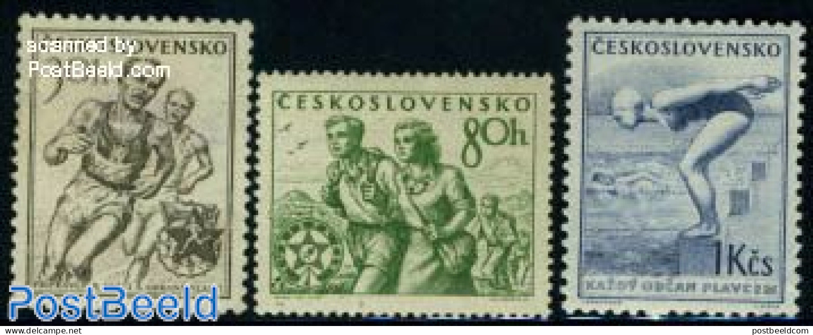 Czechoslovkia 1954 Sports 3v, Mint NH, Sport - Athletics - Sport (other And Mixed) - Swimming - Andere & Zonder Classificatie