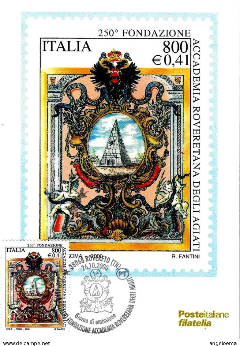 ITALIA ITALY - 2000 ROVERETO (TN) Accademia Roveretana Degli Agiati Annullo Fdc Su Cartolina PT - 1137 - Non Classés