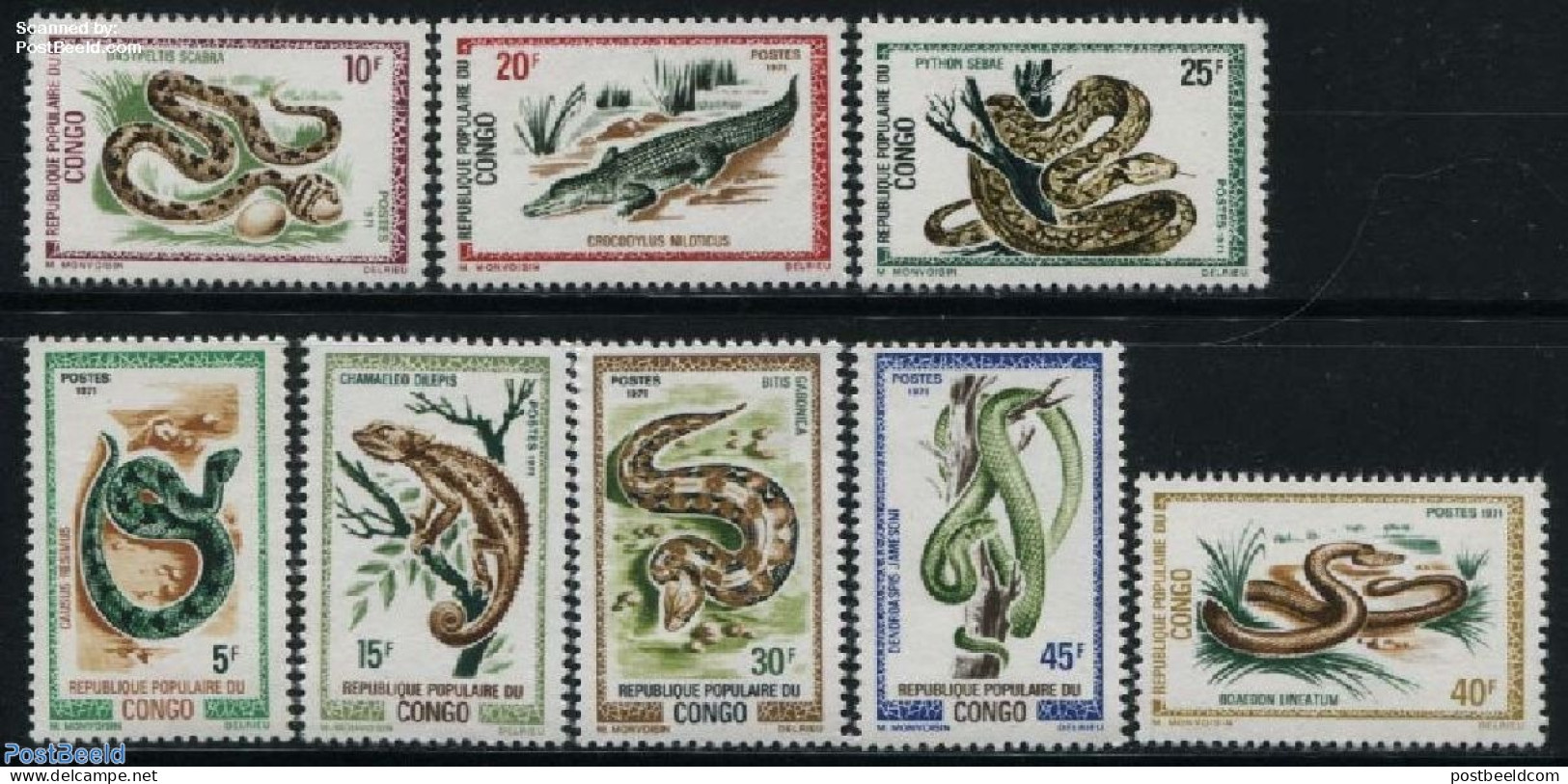 Congo Republic 1971 Reptiles 8v, Mint NH, Nature - Reptiles - Snakes - Andere & Zonder Classificatie