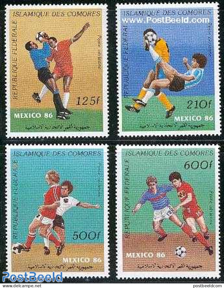Comoros 1986 World Cup Football 4v, Mint NH, Sport - Football - Comores (1975-...)