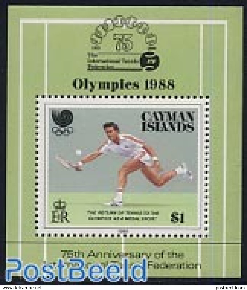Cayman Islands 1988 Olympic Games S/s, Mint NH, Sport - Olympic Games - Tennis - Tennis