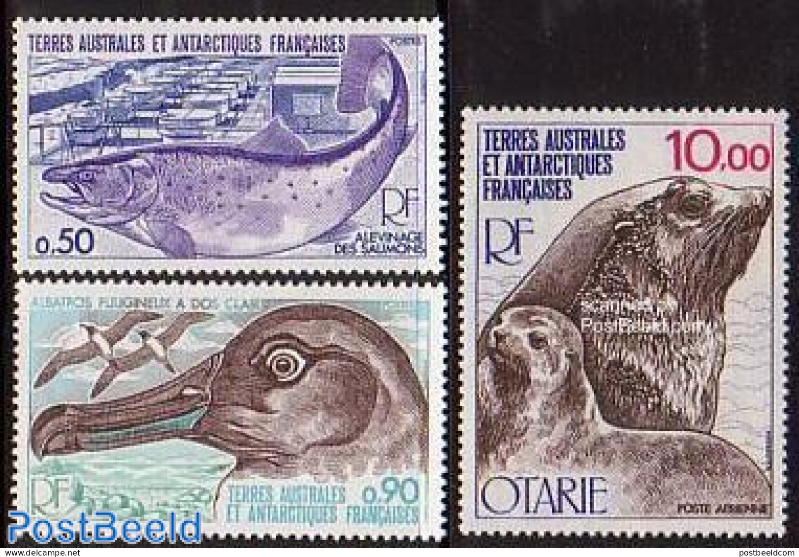 French Antarctic Territory 1977 Animals 3v, Mint NH, Nature - Birds - Fish - Sea Mammals - Nuovi