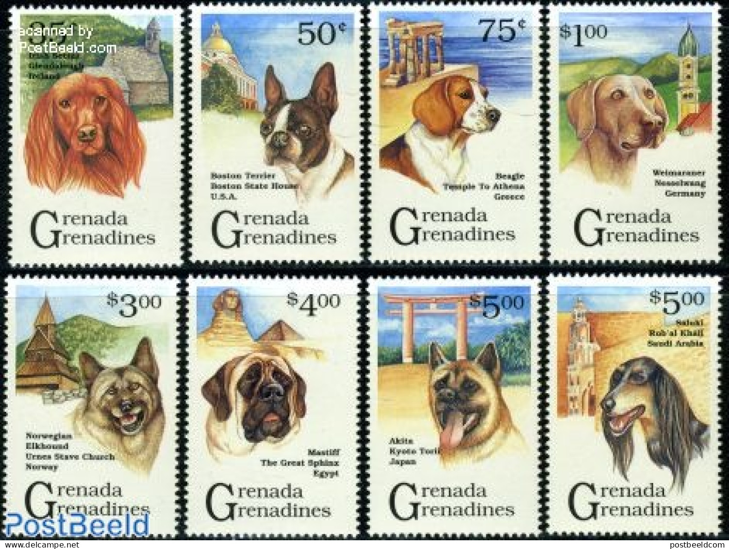 Grenada Grenadines 1993 Dogs Of The World 8v, Mint NH, Nature - Dogs - Grenada (1974-...)