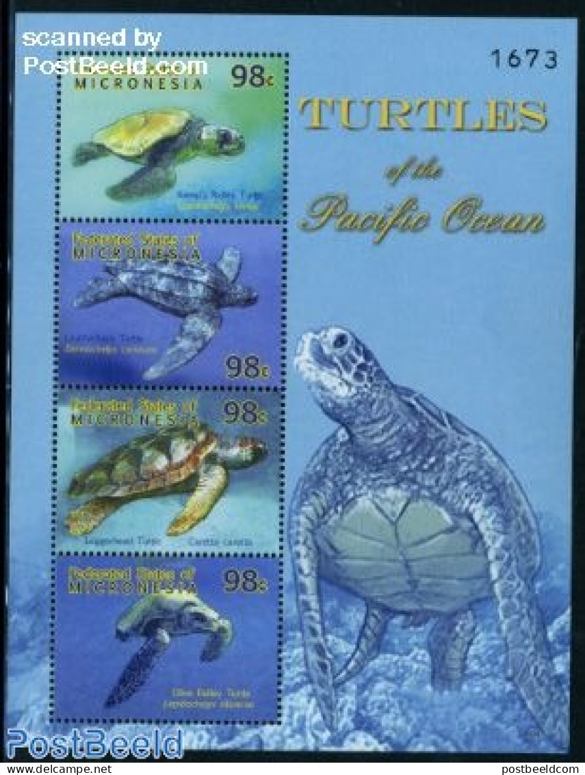 Micronesia 2009 Turtles Of The Pacific 4v M/s, Mint NH, Nature - Reptiles - Turtles - Mikronesien