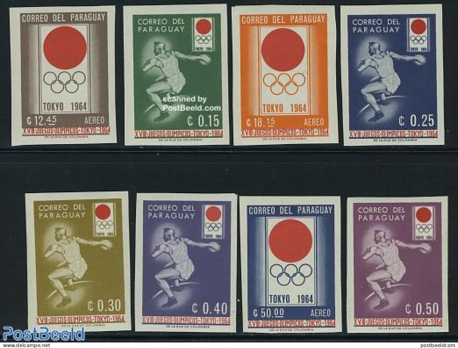 Paraguay 1964 Olympic Games 8v Imperforated, Mint NH, Sport - Athletics - Olympic Games - Atletica
