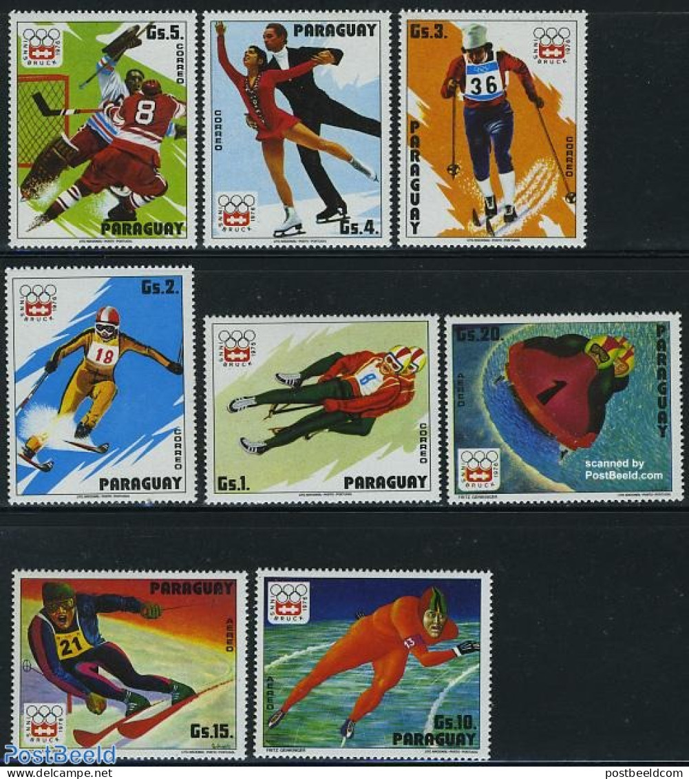 Paraguay 1975 Olympic Winter Games 8v, Mint NH, Sport - (Bob) Sleigh Sports - Ice Hockey - Olympic Winter Games - Skat.. - Winter (Other)