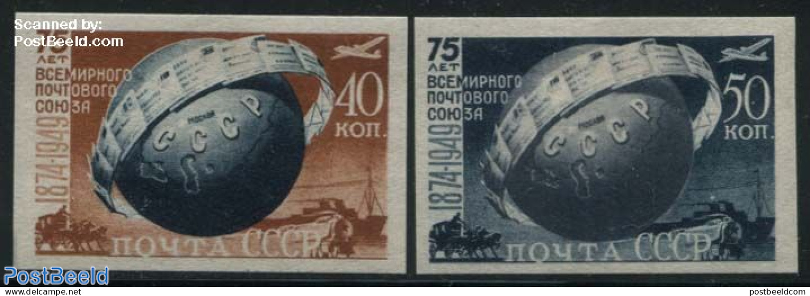Russia, Soviet Union 1949 U.P.U. 75th Anniversary 2v Imperforated, Mint NH, U.P.U. - Unused Stamps