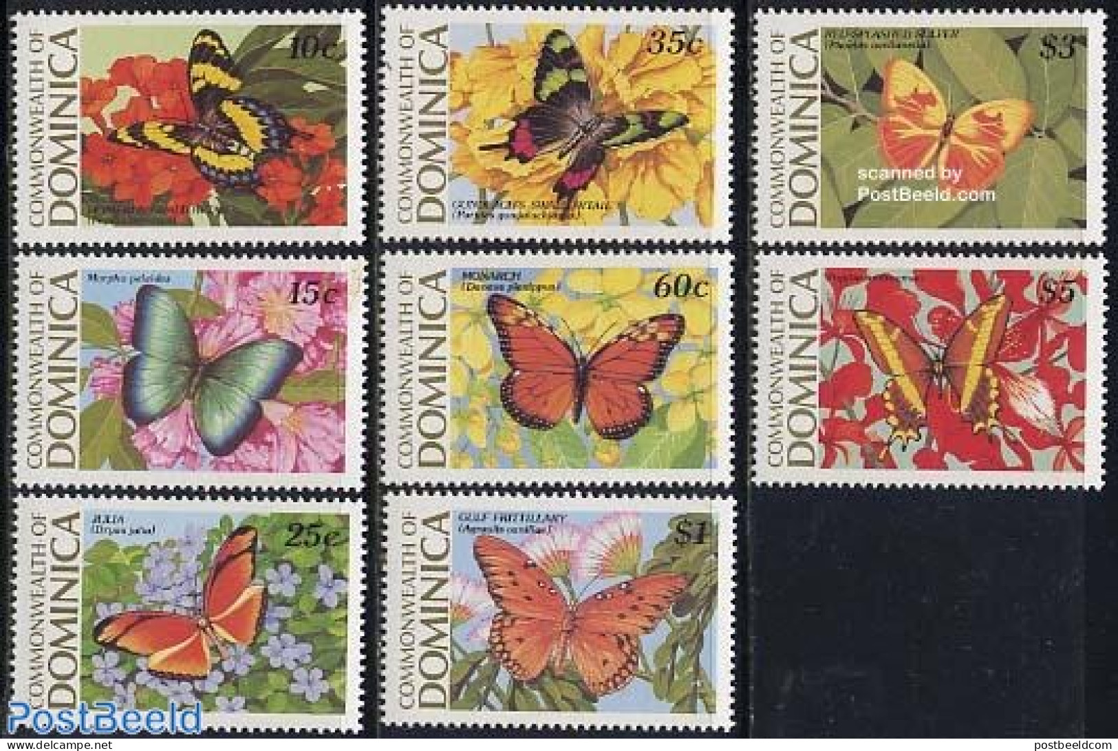 Dominica 1989 Butterflies 8v, Mint NH, Nature - Butterflies - Dominikanische Rep.