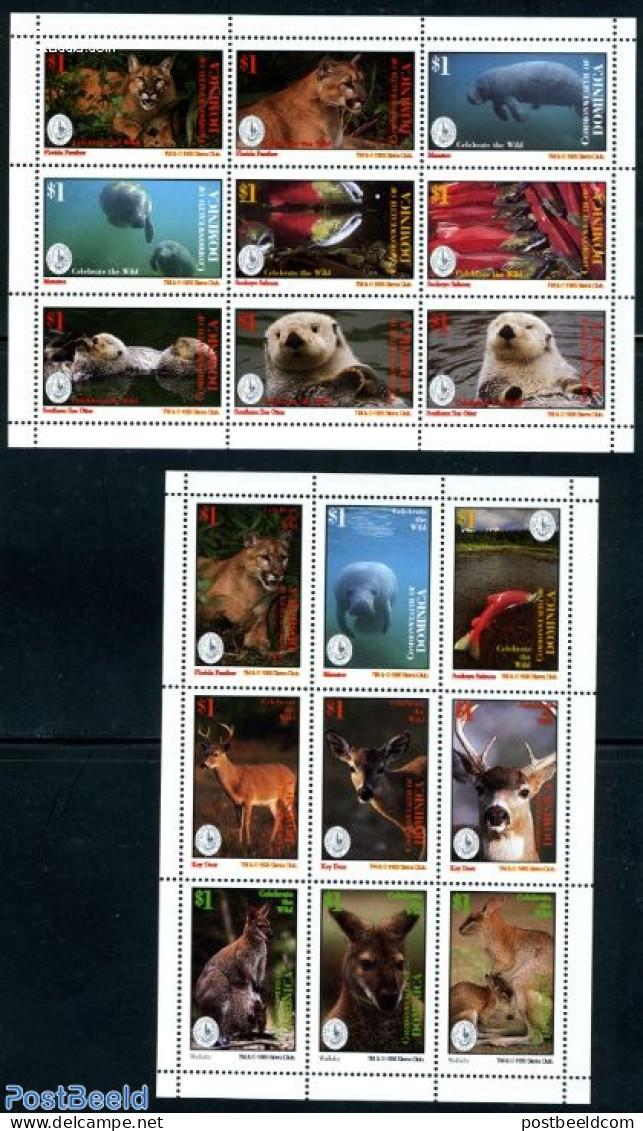 Dominica 1995 Sierra Club 18v (2 M/s), Mint NH, Nature - Animals (others & Mixed) - Cat Family - Deer - Environment - .. - Protection De L'environnement & Climat