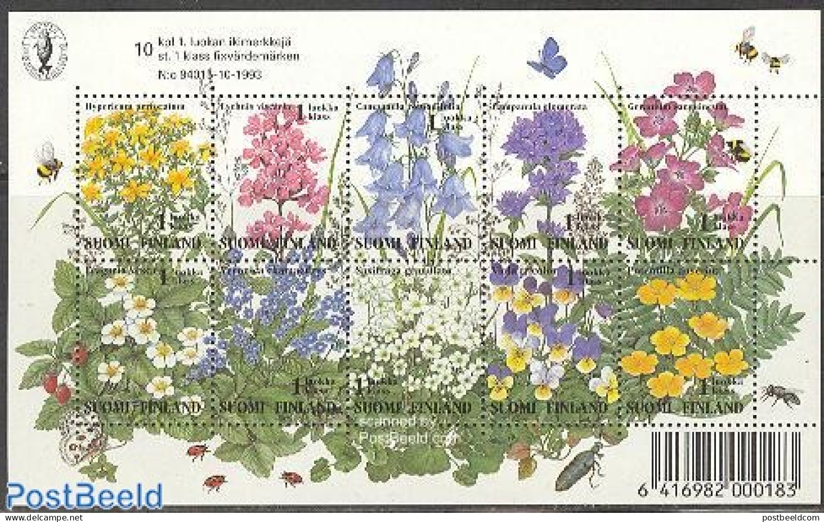 Finland 1994 Flowers 10v M/s, Mint NH, Nature - Flowers & Plants - Unused Stamps