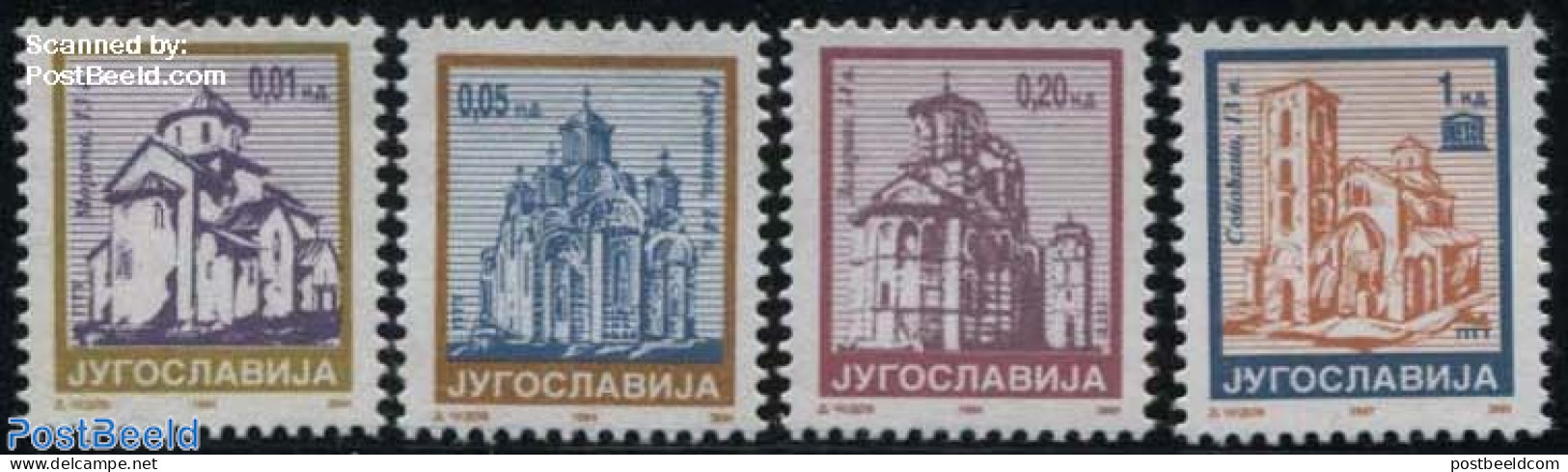 Yugoslavia 1994 Definitives 4v, Mint NH, Religion - Cloisters & Abbeys - Ongebruikt
