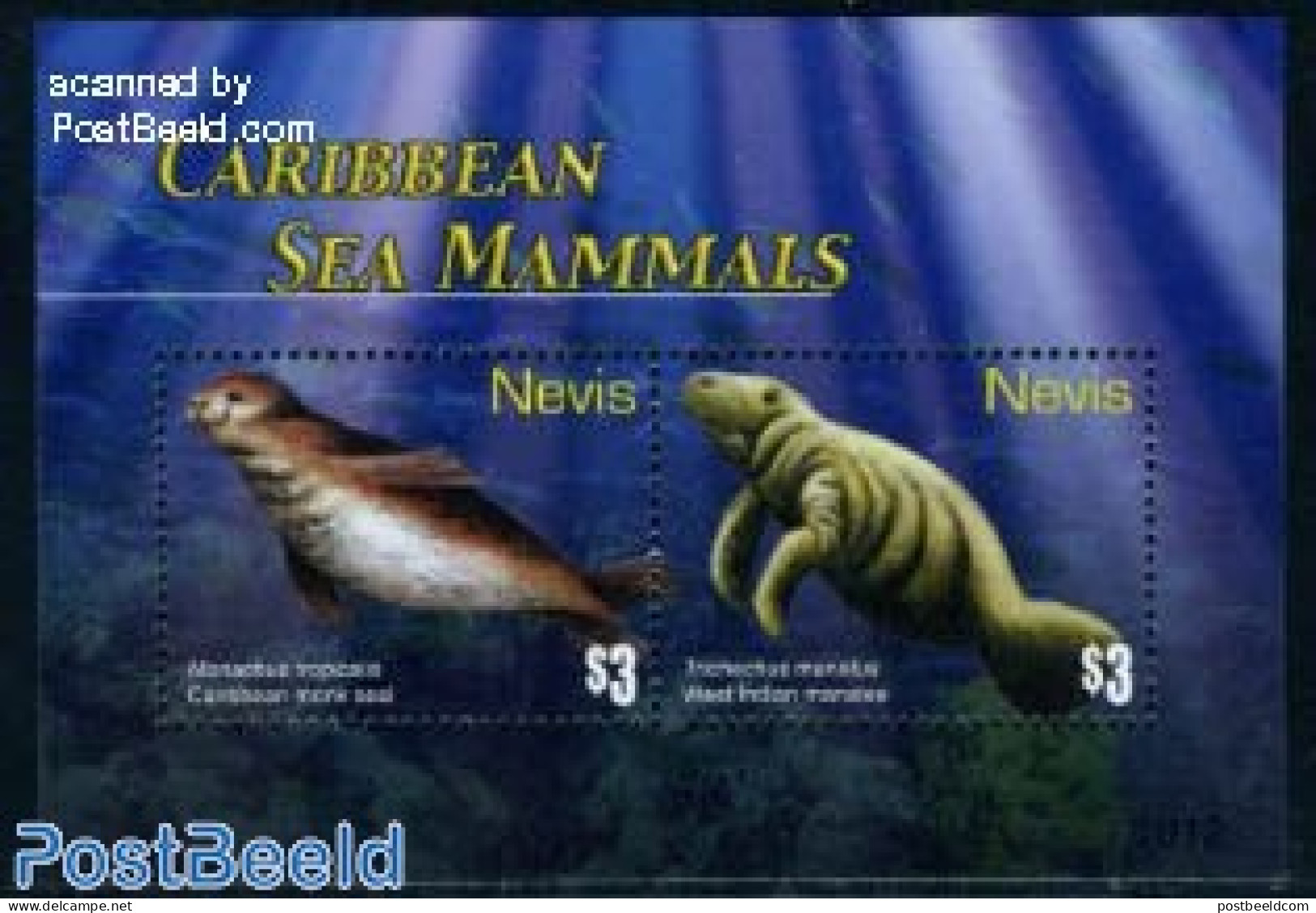 Nevis 2010 Sea Mammals S/s, Mint NH, Nature - Sea Mammals - St.Kitts Und Nevis ( 1983-...)