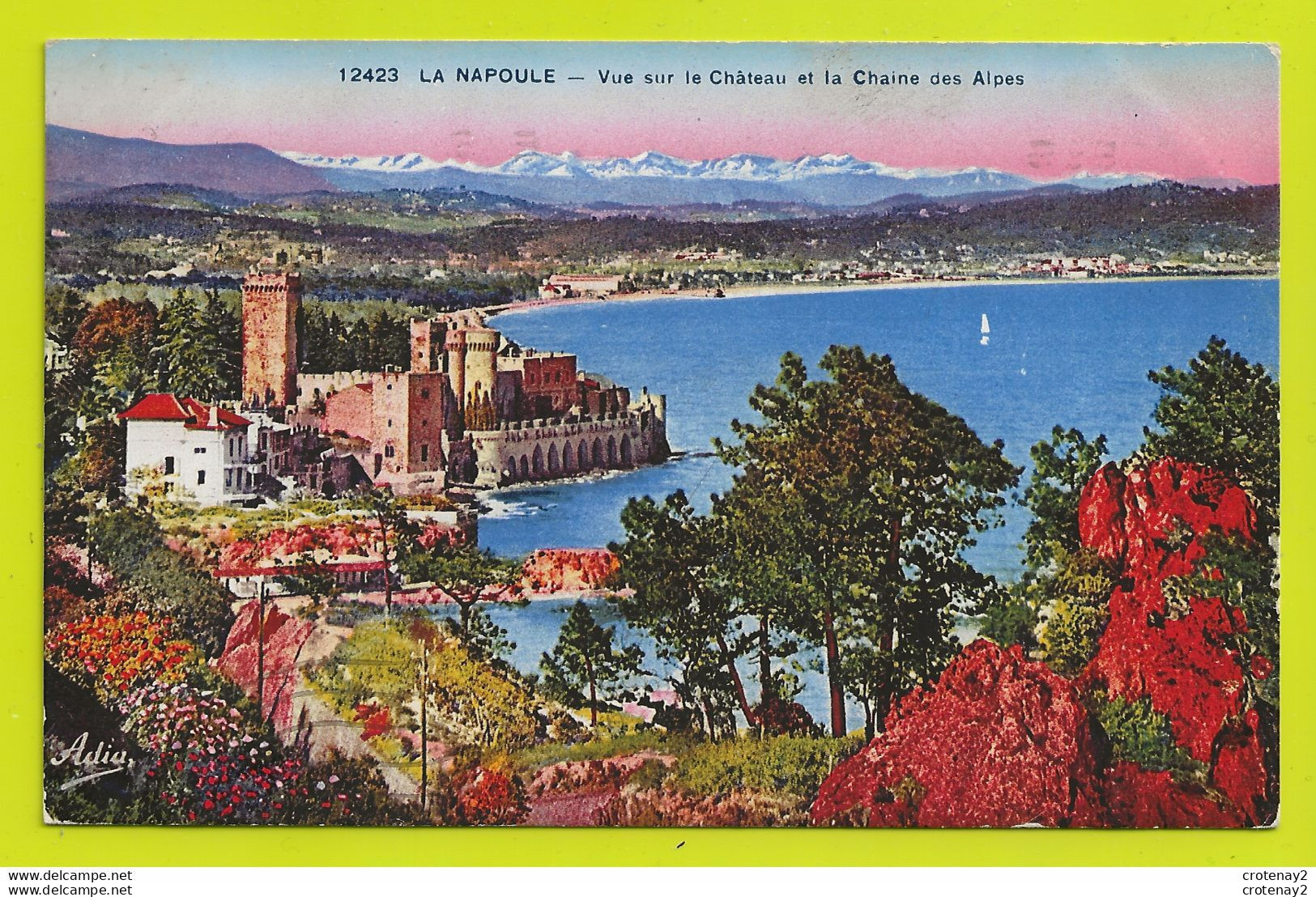 06 LA NAPOULE N°12423 Vers Cannes Mandelieu Vue Sur Le Château Et La Chaîne Des Alpes En 1938 VOIR DOS - Cannes
