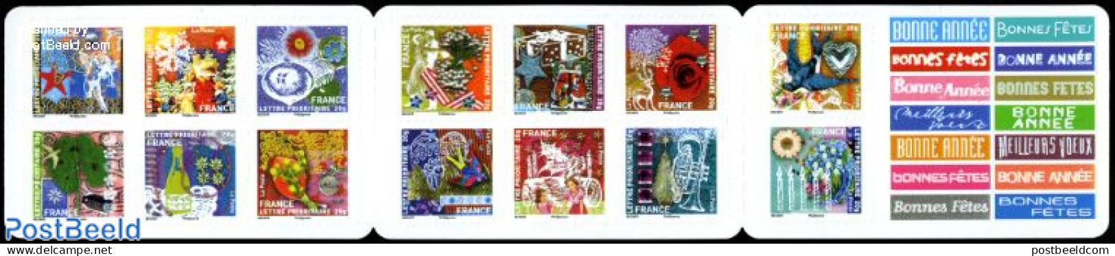 France 2010 Best Wishes 14v S-a In Booklet, Mint NH, Nature - Performance Art - Religion - Various - Birds - Deer - Mu.. - Ungebraucht