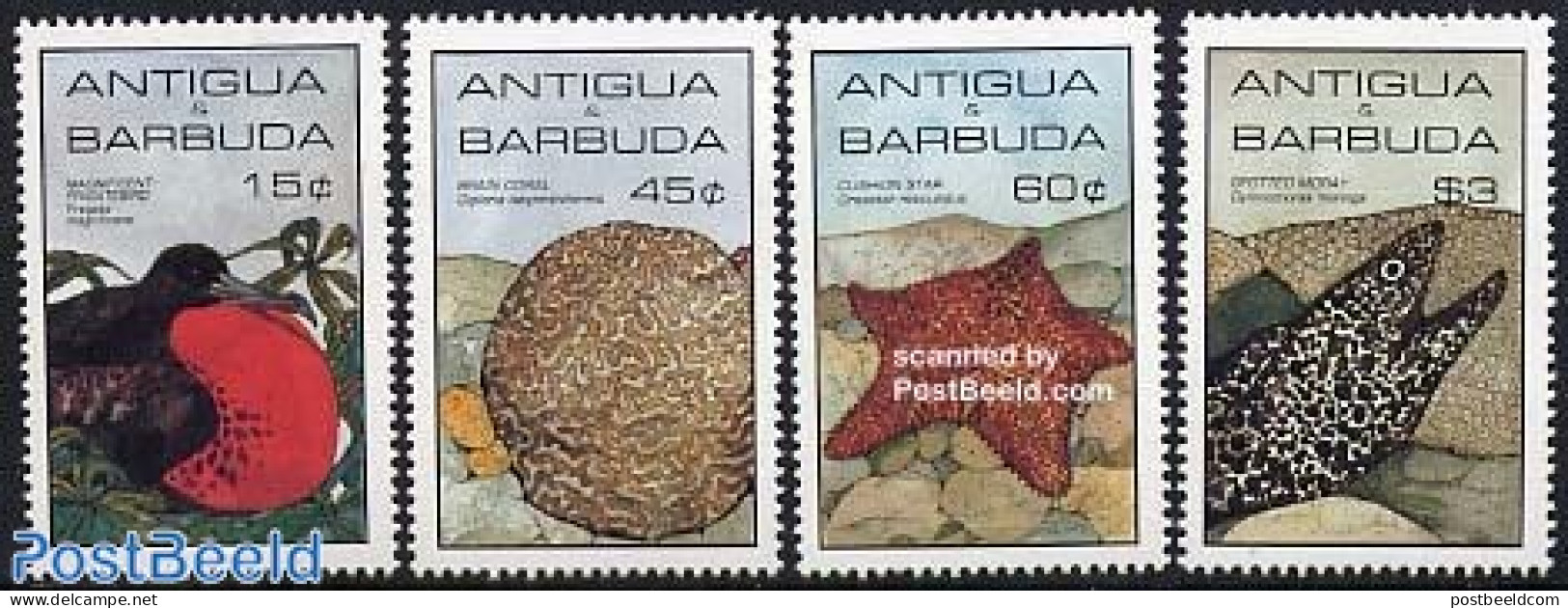 Antigua & Barbuda 1985 Animals 4v, Mint NH, Nature - Sport - Birds - Fish - Shells & Crustaceans - Diving - Fische