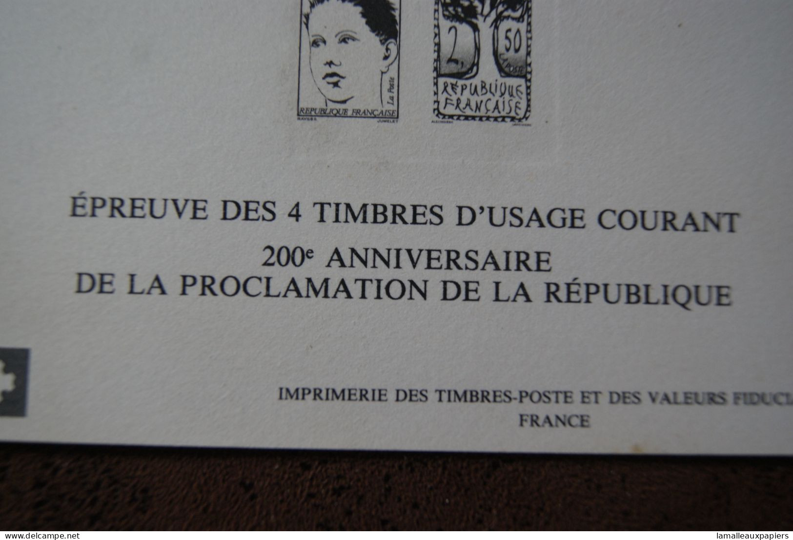 4 Timbres 200e Anniversaire De La Proclamation De La République (1992) - Pruebas De Lujo