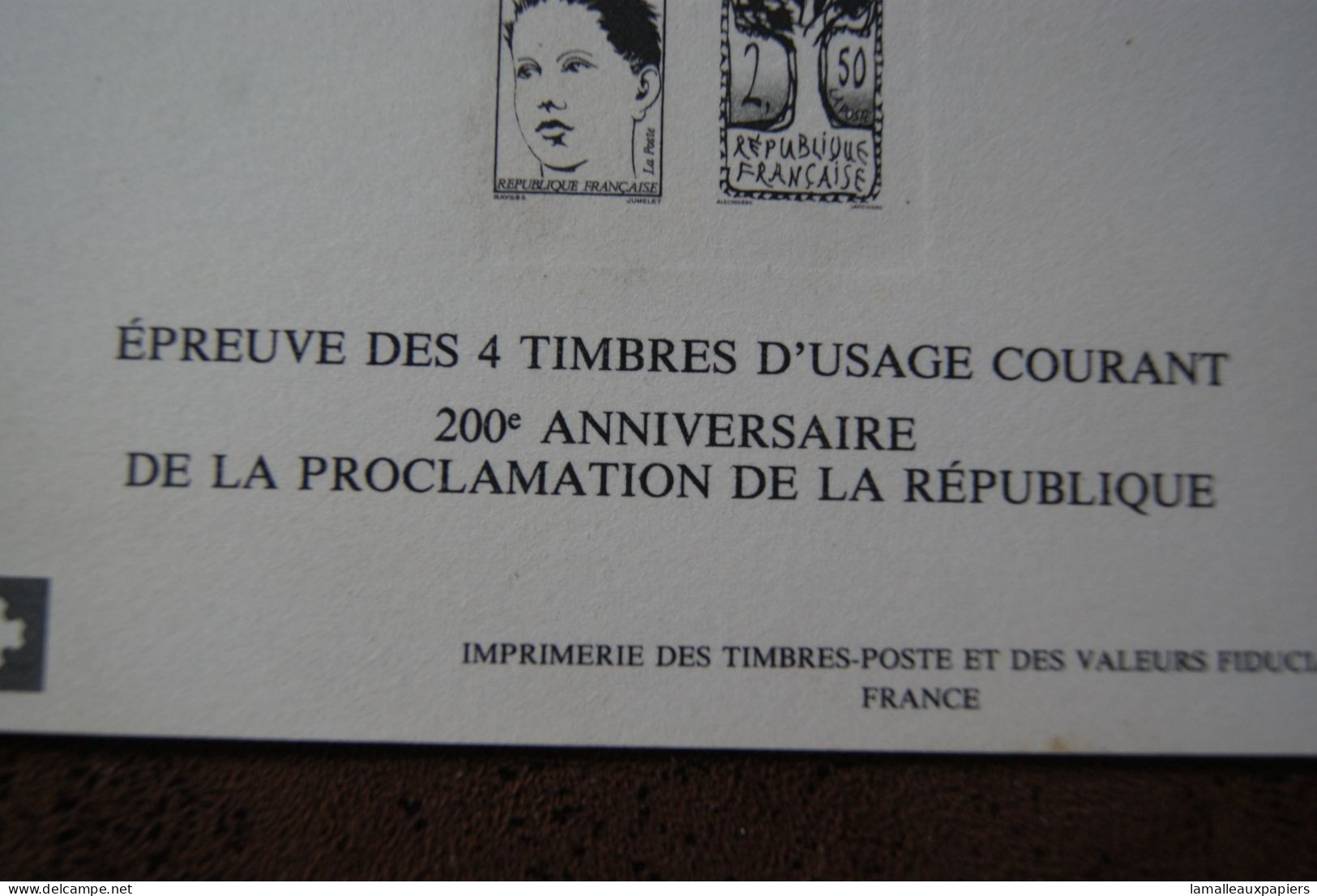 4 Timbres 200e Anniversaire De La Proclamation De La République (1992) - Luxury Proofs