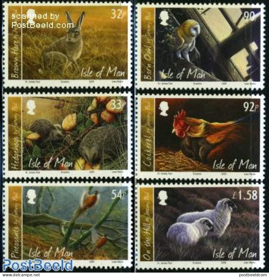 Isle Of Man 2009 Animals By Jeremy Paul 6v, Mint NH, Nature - Animals (others & Mixed) - Birds - Cattle - Hedgehog - O.. - Isla De Man