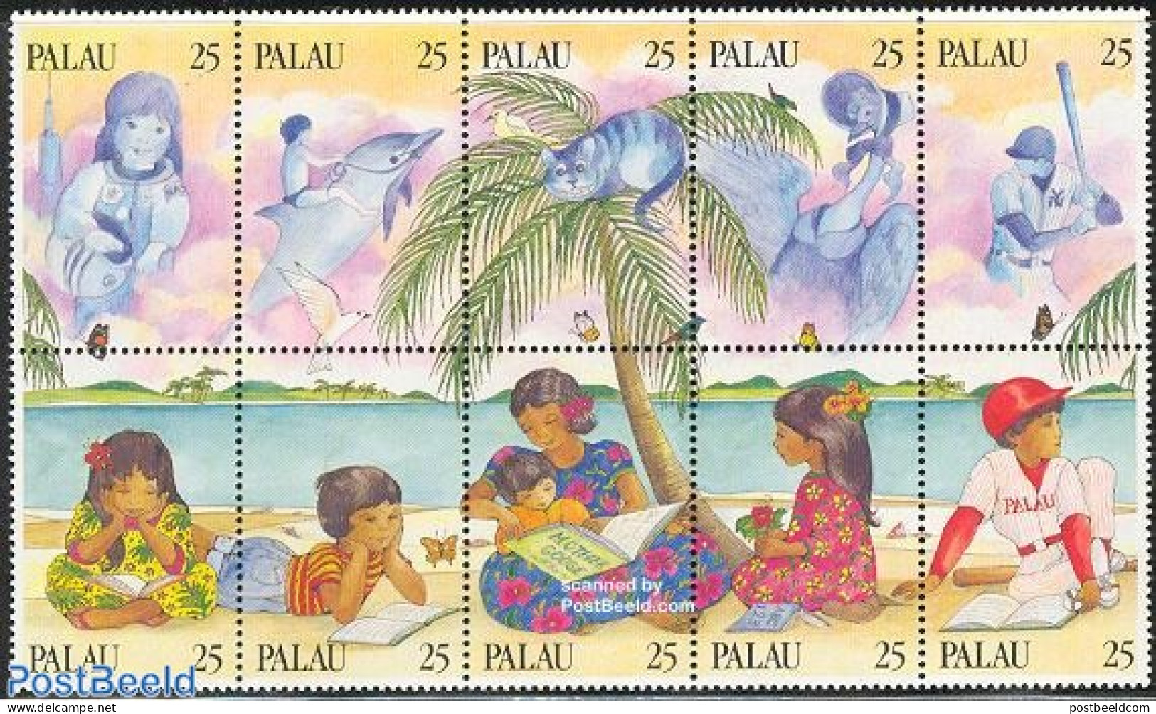 Palau 1989 Young Readers 10v [++++], Mint NH, Nature - Sport - Transport - Butterflies - Cats - Sea Mammals - Baseball.. - Base-Ball