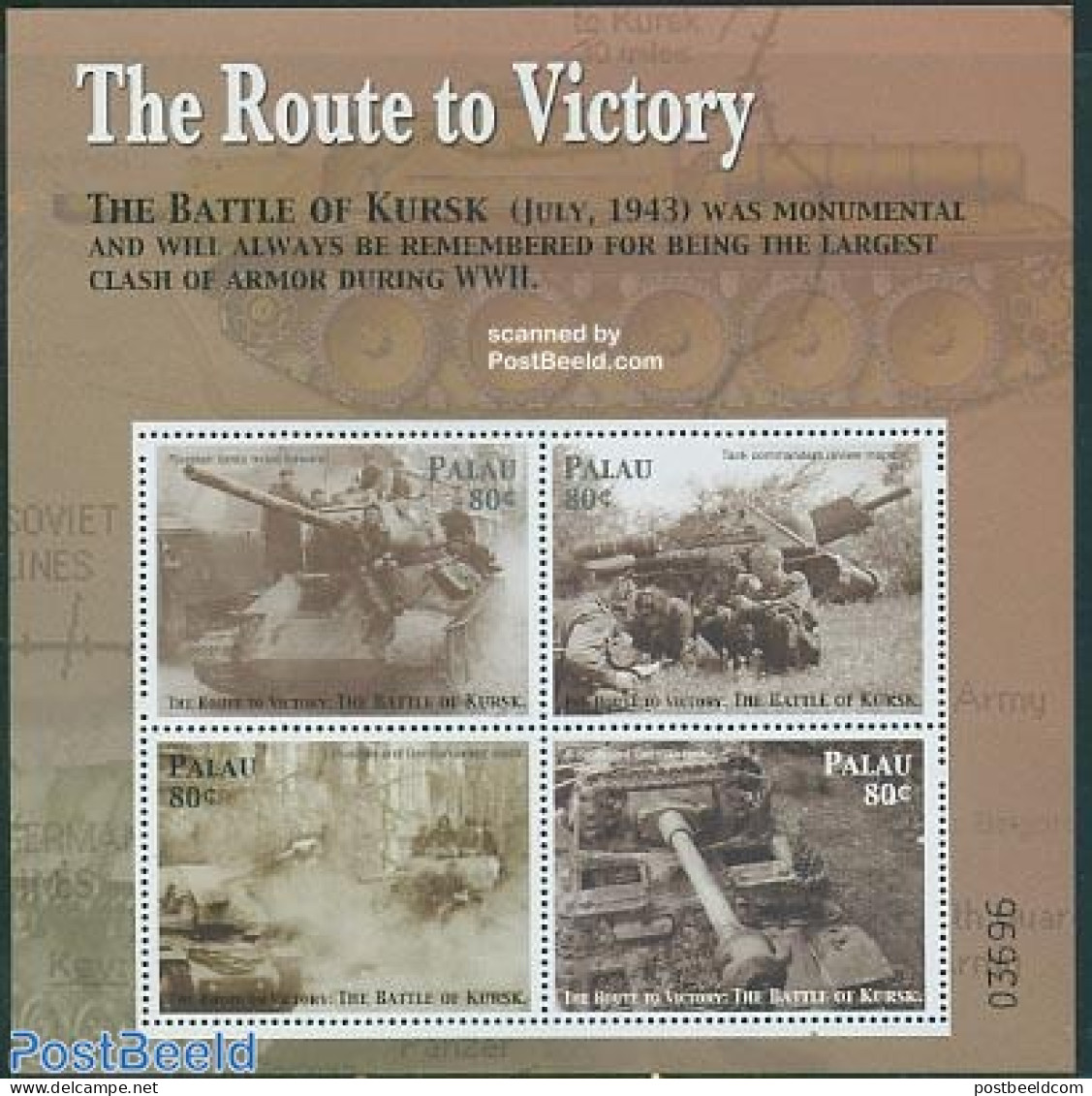 Palau 2005 The Route To Victory 4v M/s, Kursk, Mint NH, History - Militarism - World War II - Militaria