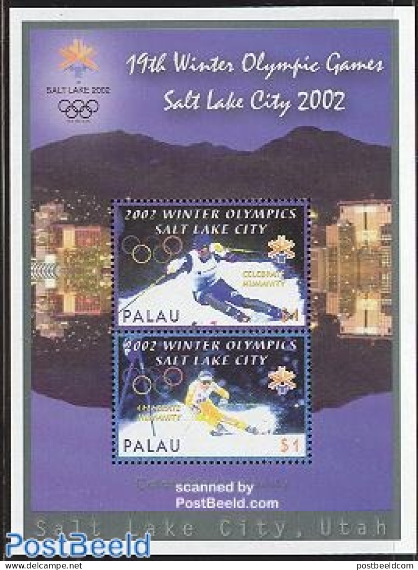 Palau 2002 Olympic Winter Games S/s (coloured Rings), Mint NH, Sport - Olympic Winter Games - Skiing - Ski