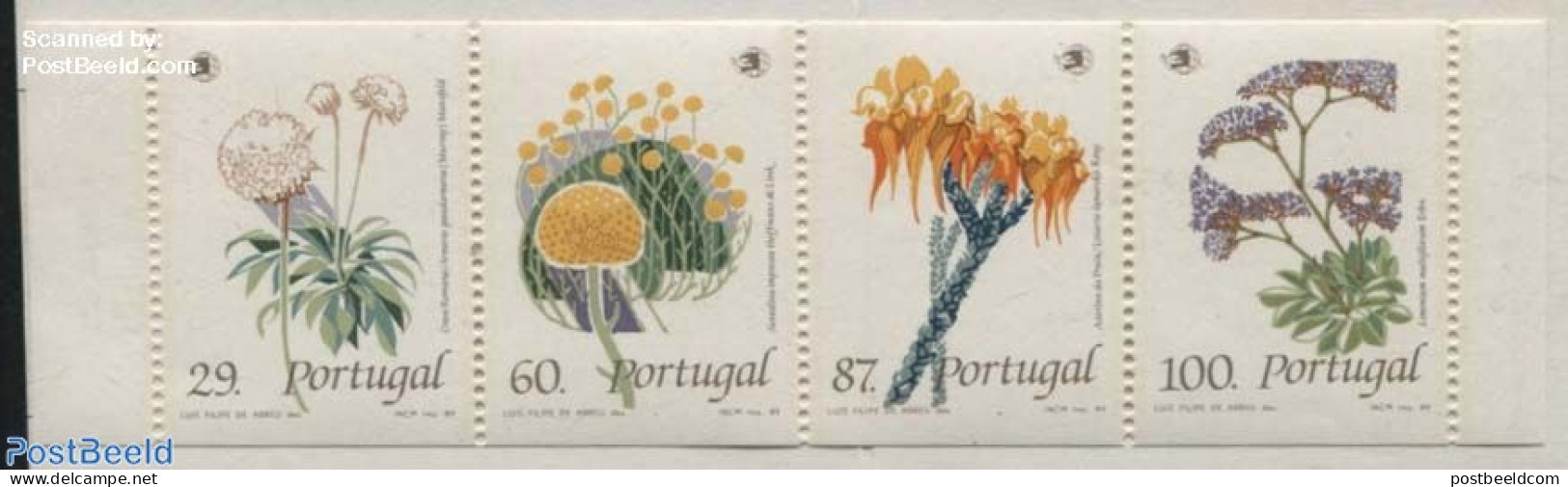Portugal 1989 Wild Flowers 4v In Booklet, Mint NH, Nature - Flowers & Plants - Stamp Booklets - Neufs