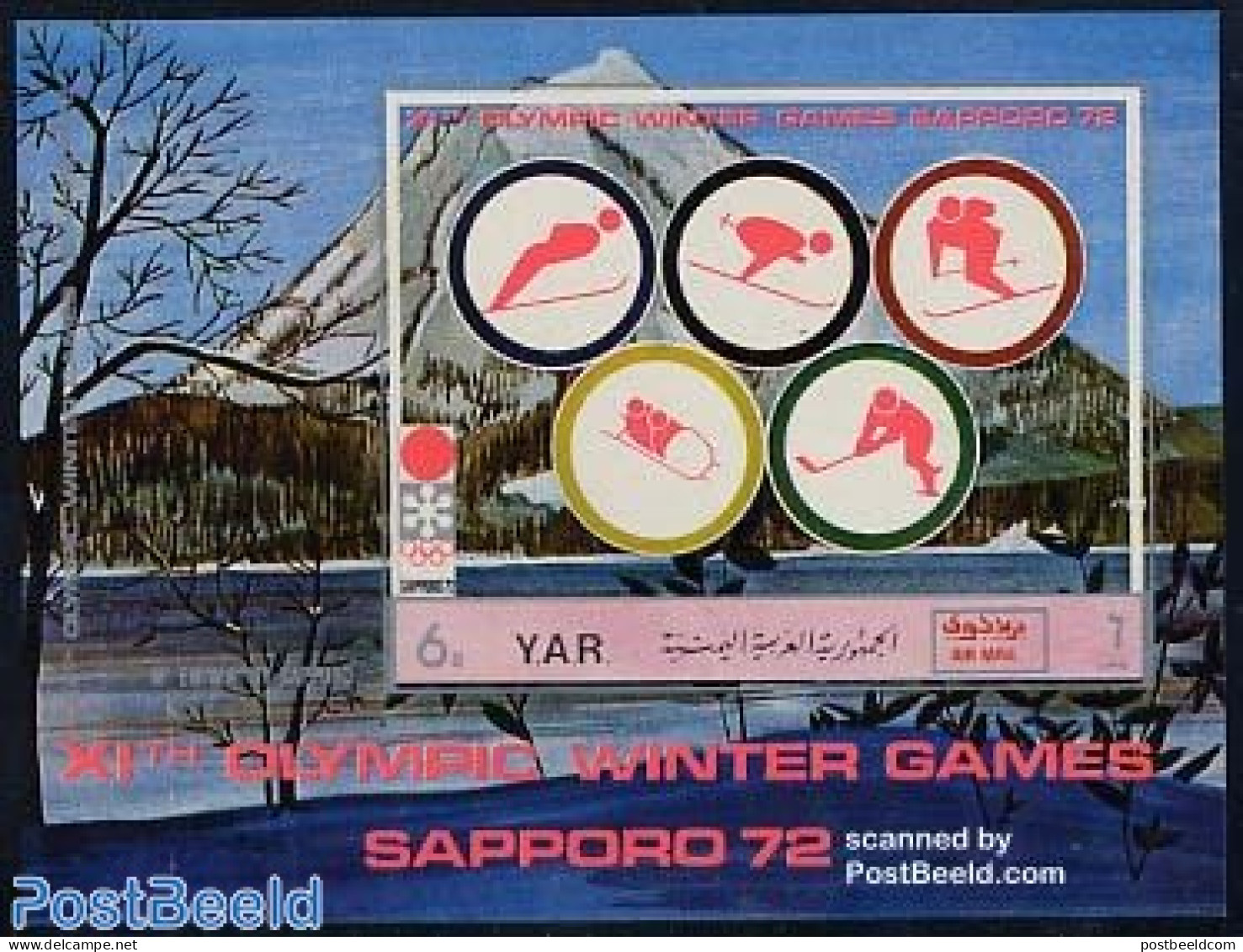 Yemen, Arab Republic 1971 Olympic Winter Games S/s Imperforated, Mint NH, Sport - (Bob) Sleigh Sports - Ice Hockey - O.. - Wintersport (Sonstige)