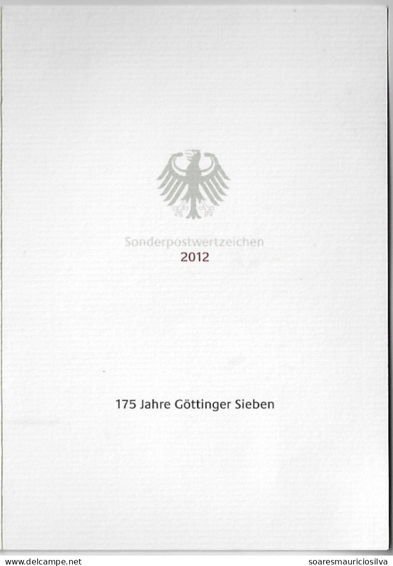 Germany 2012 First Day Sheet 175 Years Of The Göttinten Seven 7 Liberal Professors At University Of Göttingen - 2011-…