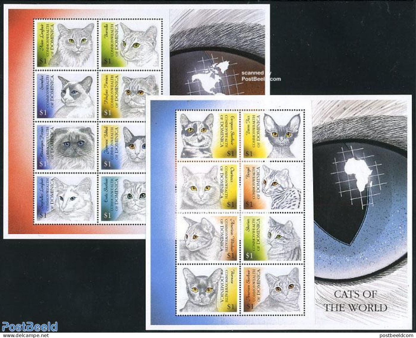 Dominica 2000 Cats 16v (2 M/s), Mint NH, Nature - Cats - Dominikanische Rep.