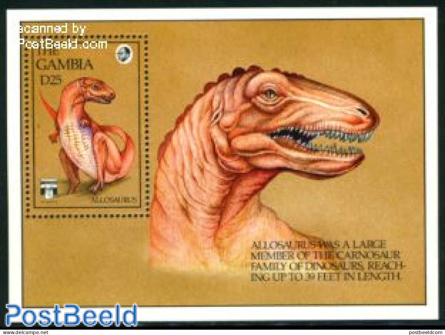 Gambia 1992 Allosaurus S/s, Mint NH, Nature - Prehistoric Animals - Préhistoriques