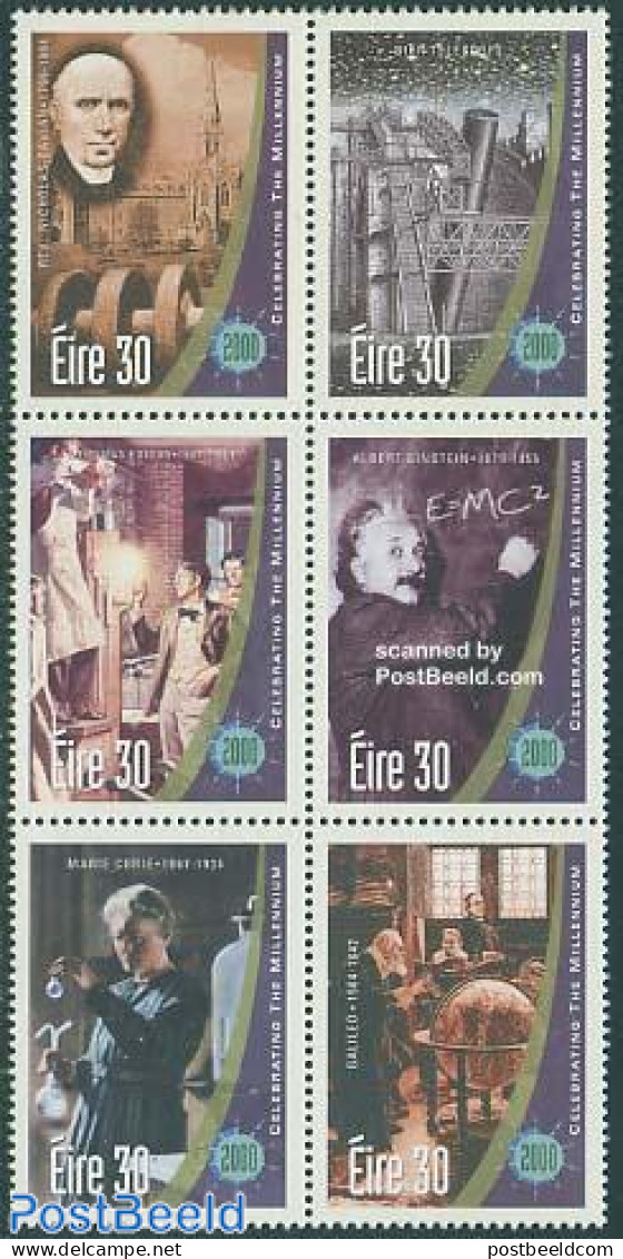 Ireland 2000 Millennium, Discoveries 6v [++], Mint NH, History - Science - Explorers - Nobel Prize Winners - Astronomy.. - Unused Stamps