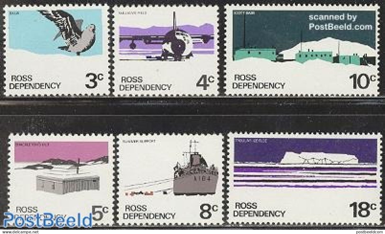 Ross Dependency 1972 Definitives 6v, Mint NH, Nature - Science - Transport - Birds - The Arctic & Antarctica - Automob.. - Cars