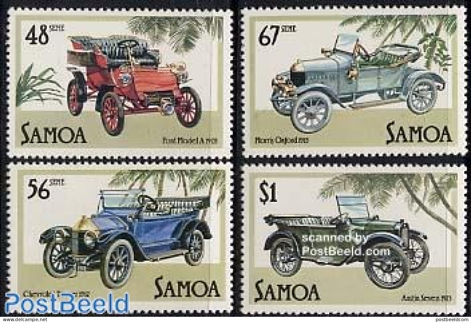 Samoa 1985 Automobiles 4v, Mint NH, Transport - Automobiles - Autos