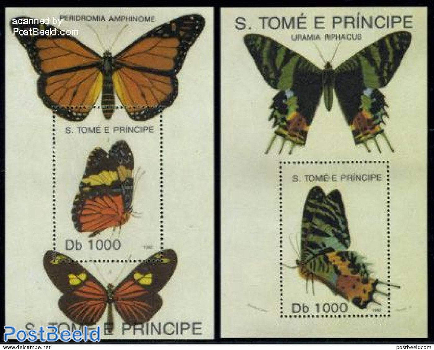 Sao Tome/Principe 1992 Butterflies 2 S/s, Mint NH, Nature - Butterflies - Sao Tome And Principe