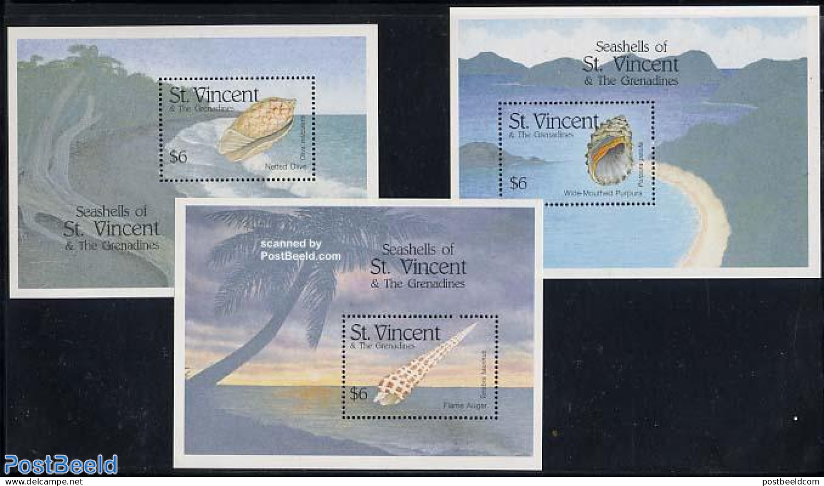 Saint Vincent 1993 Shells 3 S/s, Mint NH, Nature - Shells & Crustaceans - Marine Life