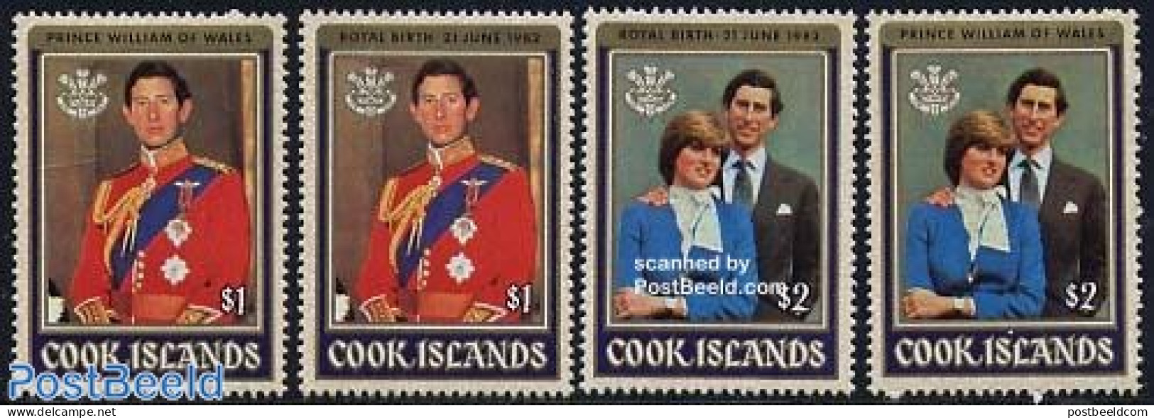 Cook Islands 1982 Royal Baby 4v, Mint NH, History - Charles & Diana - Kings & Queens (Royalty) - Koniklijke Families