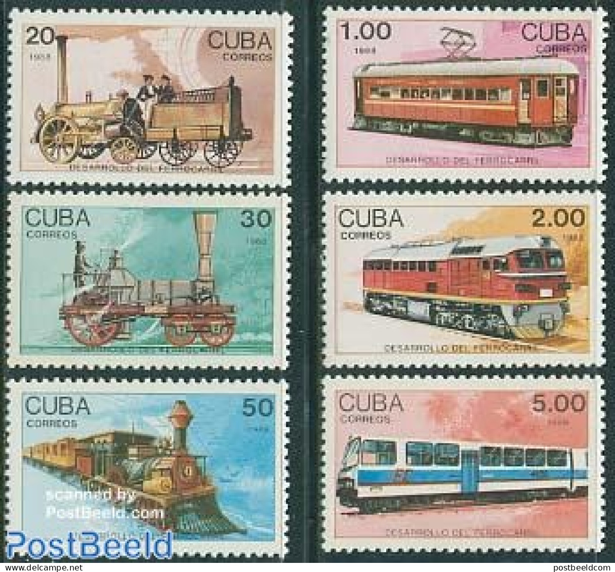 Cuba 1988 Railway History 6v, Mint NH, Transport - Railways - Ongebruikt